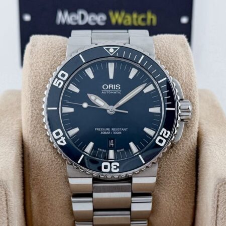 นาฬิกาใกล้ฉัน Oris Aquis Date Blue Ceramic 733 7653 fullset with box and paper